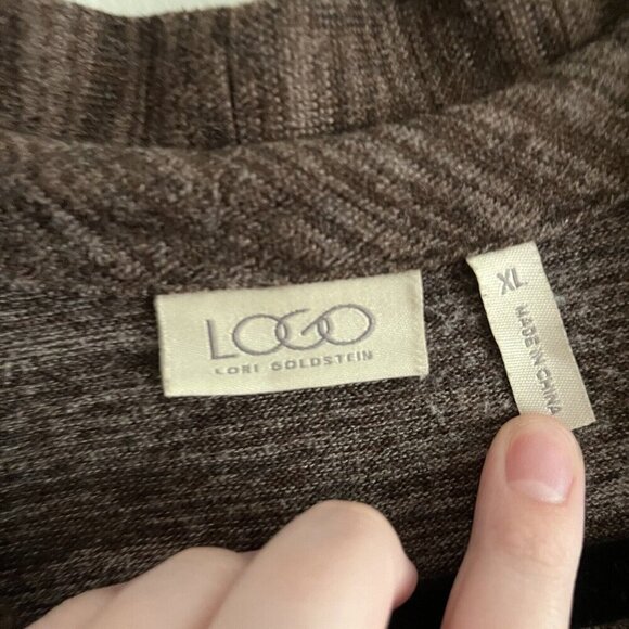 LOGO Lori Goldstein XL Pockets Full Zip Lagenlook Faux Suede Sleeves Cardigan - Picture 7 of 9